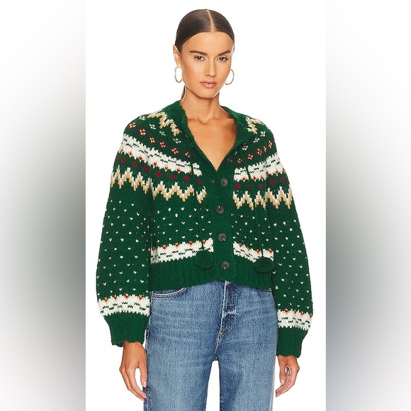 The Great. Ice Rink Cardigan in Alpine green size 3 (large)